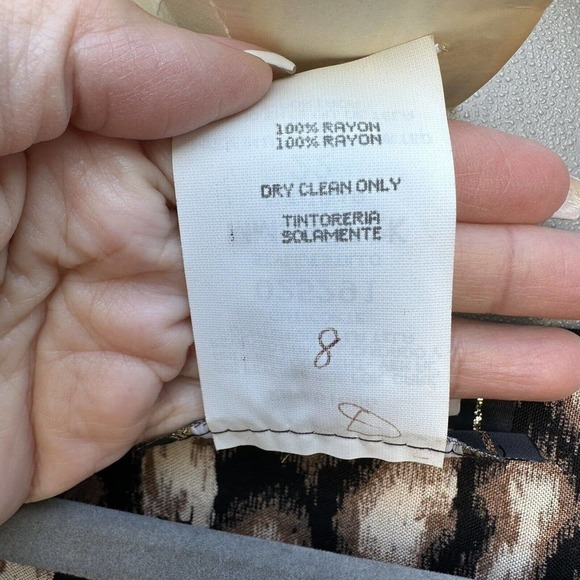 NWT Vtg More Jazz abstract print Midi baby doll Dress bead & shoulder pads sz 22 - Picture 9 of 12